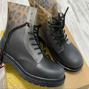 Mix No.6 Ombre Leopard Jelly Combat Boots size 8M
